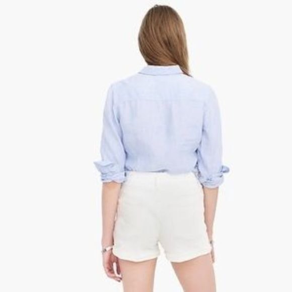 J. Crew Women's Cut-Off Button Fly White Denim Short High Rise 98% Cotton Sz 25 - Picture 3 of 13